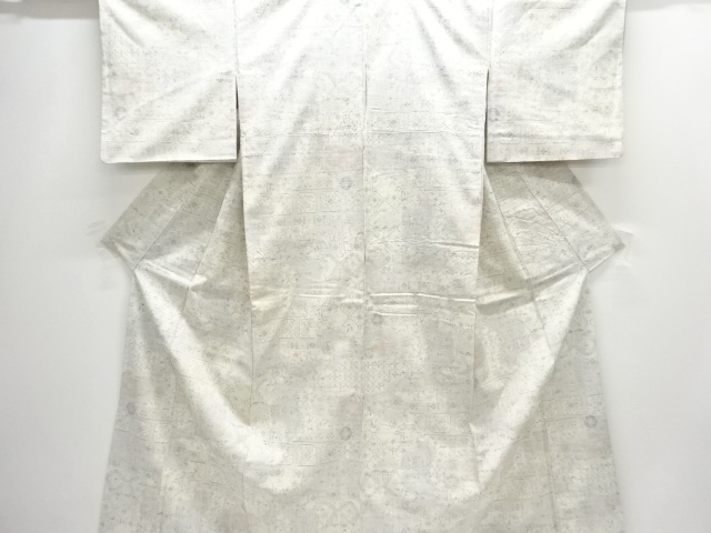 JAPANESE KIMONO / ANTIQUE KIMONO / SILK / TSUMUGI / WOVEN FLOWER
